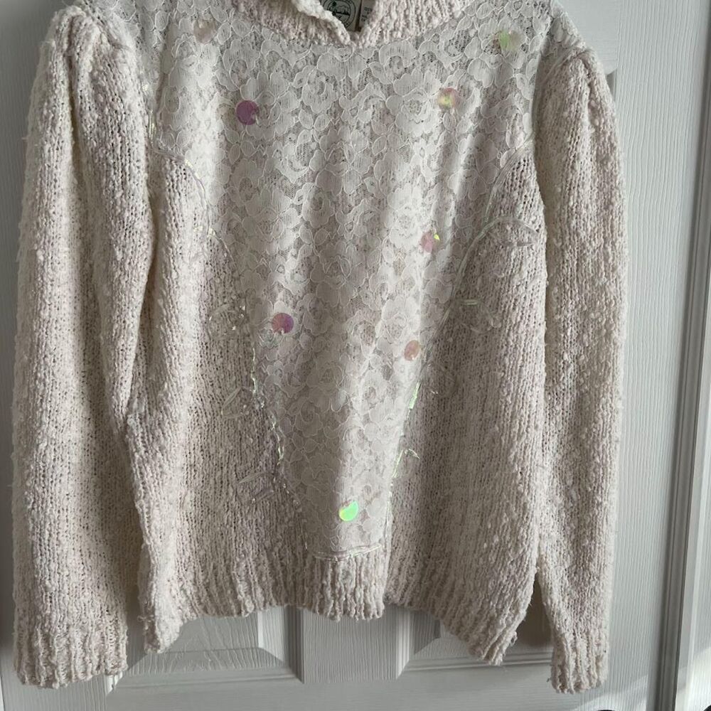 Vintage Colter Bay Sweater with lace and sequins size L